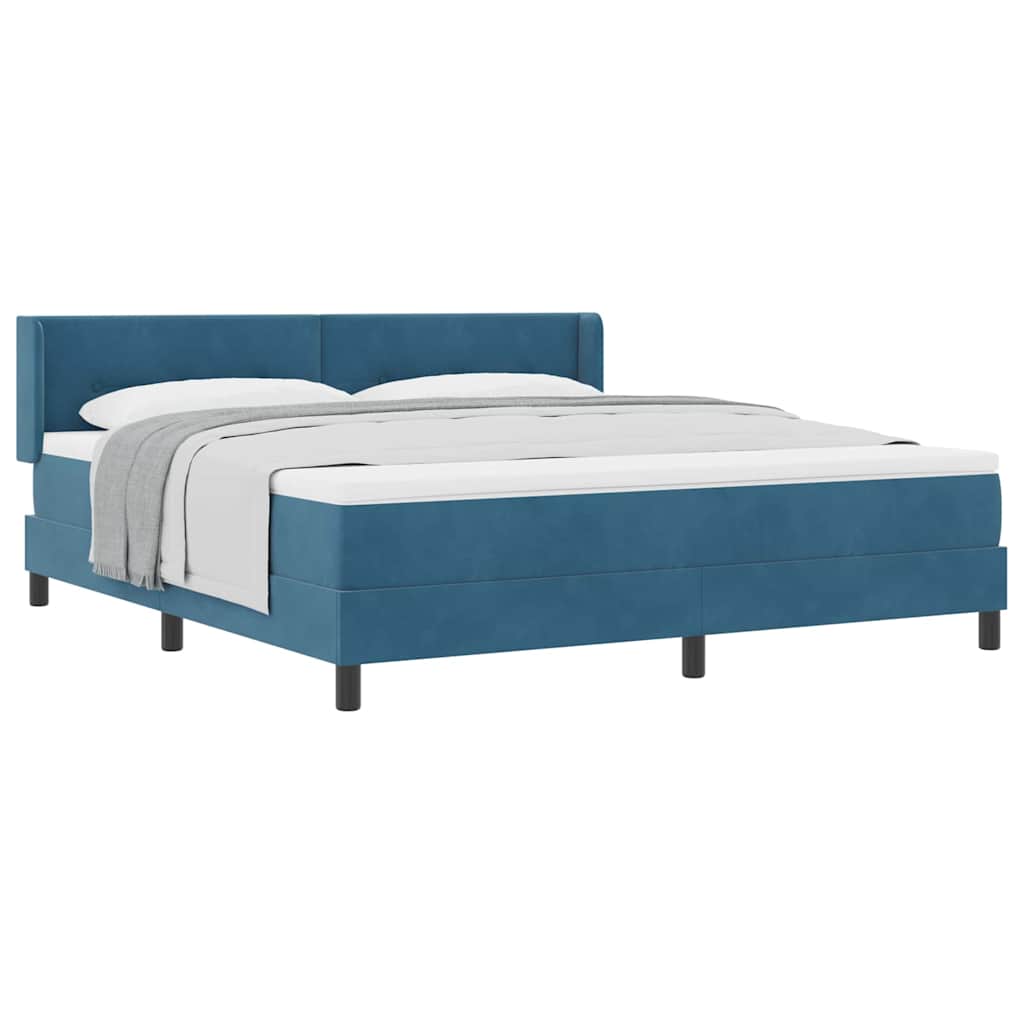 Boxspringbett mit Matratze Schwarz 100x200 cm Velvet Dunkelblau