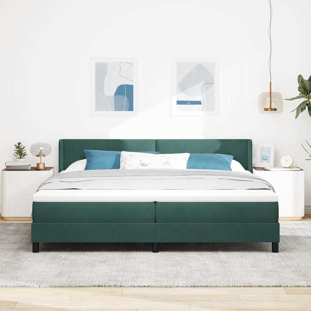 Boxspringbett mit Matratze Schwarz 100x200 cm Velvet Dunkelgrün