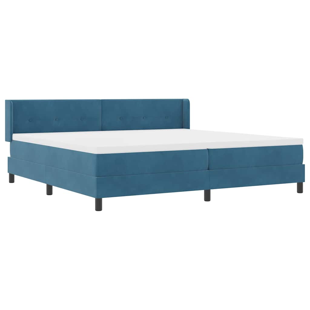 Boxspringbett mit Matratze Schwarz 100x200 cm Velvet Dunkelblau