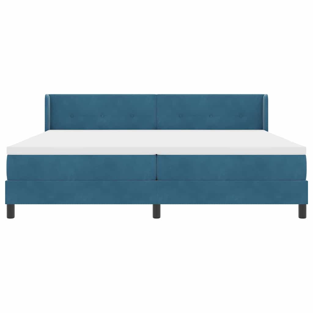 Boxspringbett mit Matratze Schwarz 100x200 cm Velvet Dunkelblau