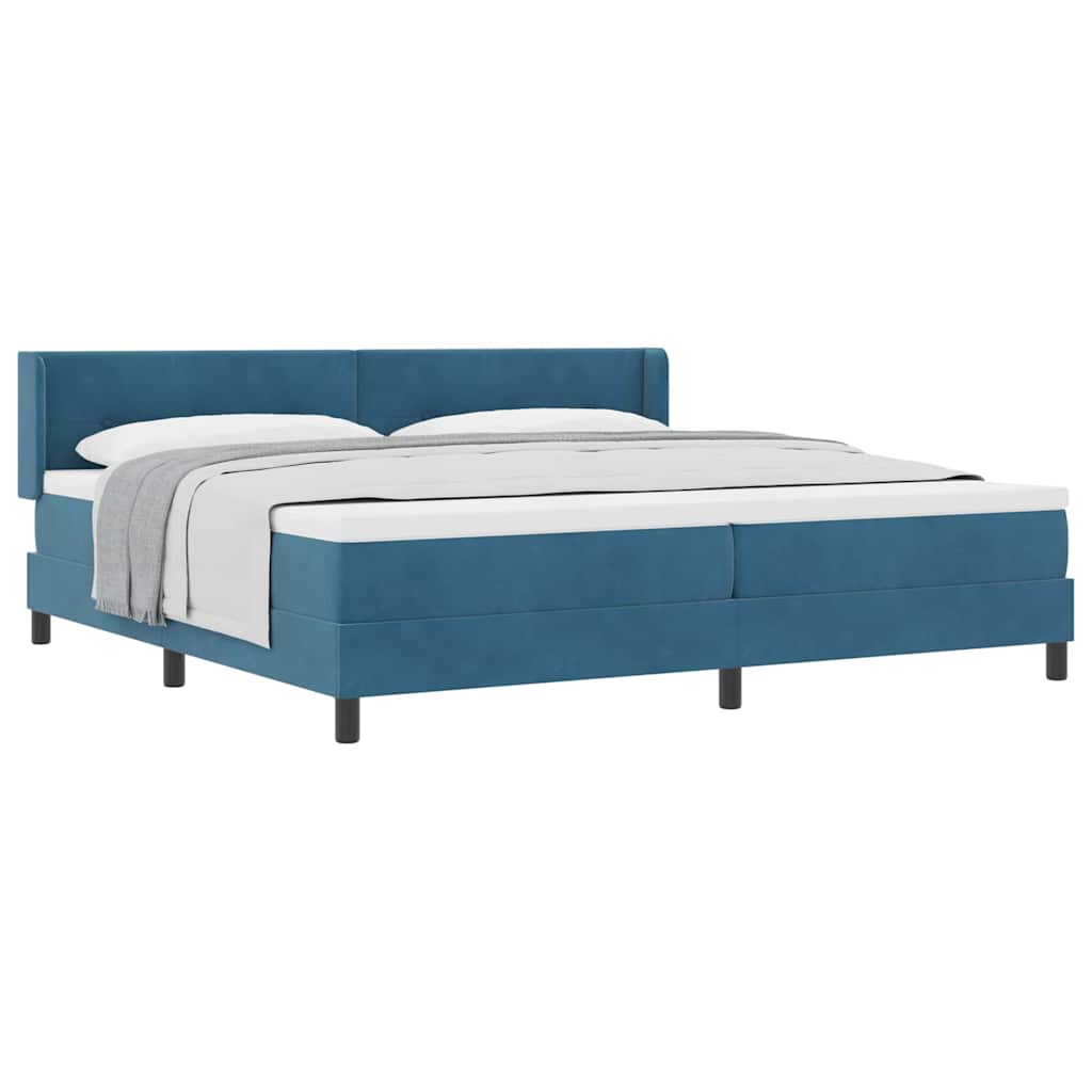 Boxspringbett mit Matratze Schwarz 100x200 cm Velvet Dunkelblau