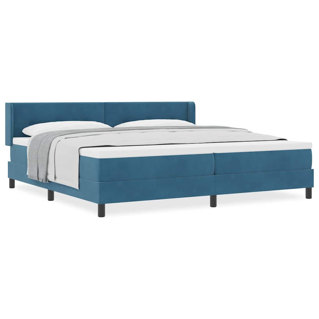 Boxspringbett mit Matratze Schwarz 100x200 cm Velvet Dunkelblau