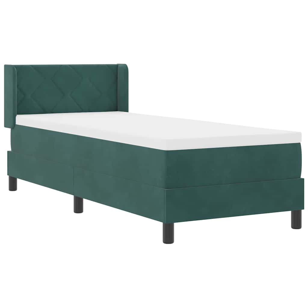 Boxspringbett mit Matratze Schwarz 100x200 cm Velvet Dunkelgrün