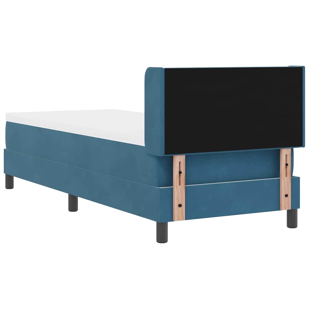 Boxspringbett mit Matratze Schwarz 100x200 cm Velvet Dunkelblau