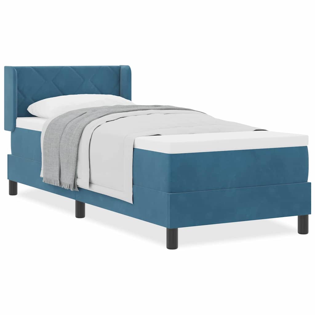 Boxspringbett mit Matratze Schwarz 100x200 cm Velvet Dunkelblau