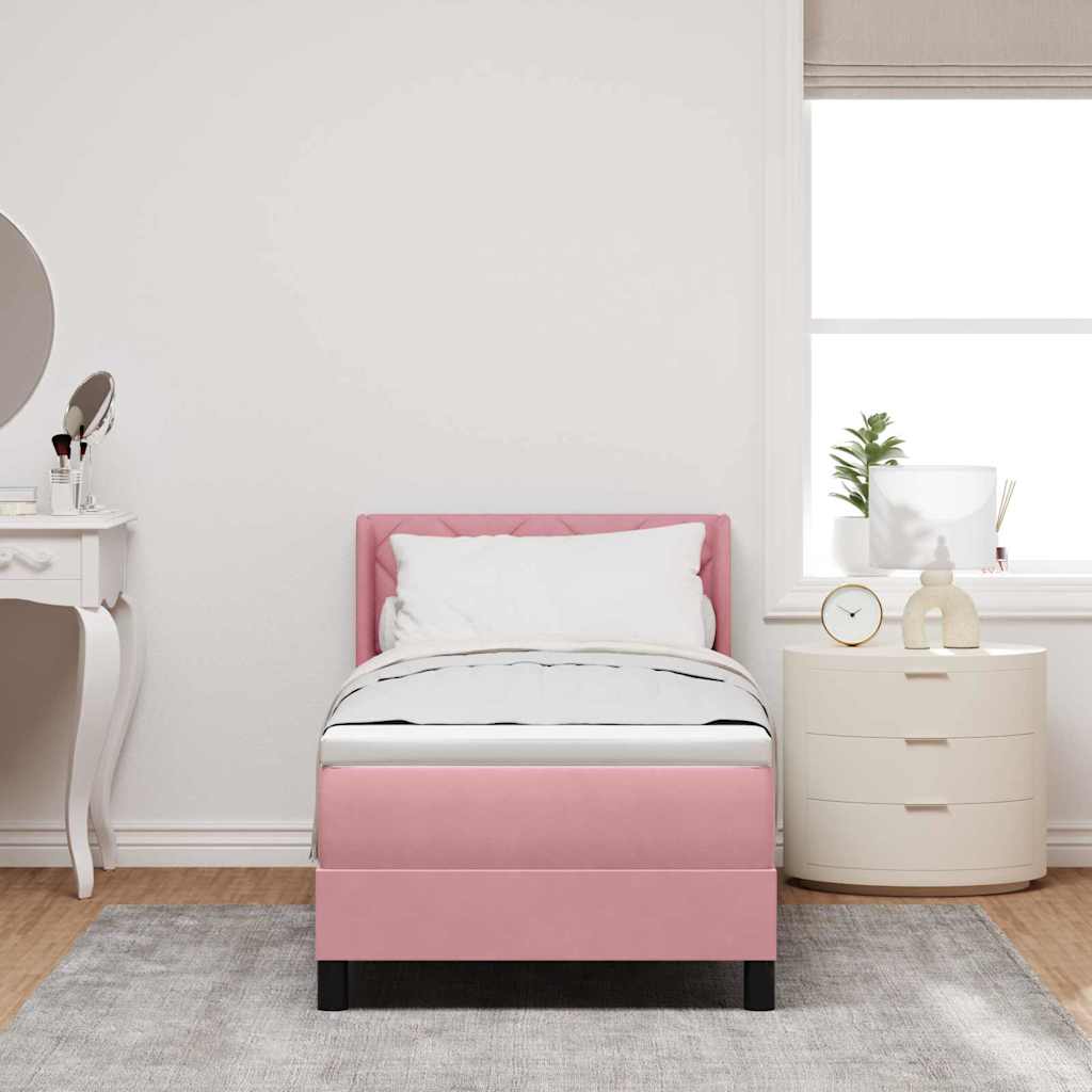 Boxspringbett mit Matratze Schwarz 100x200 cm Velvet Rosa