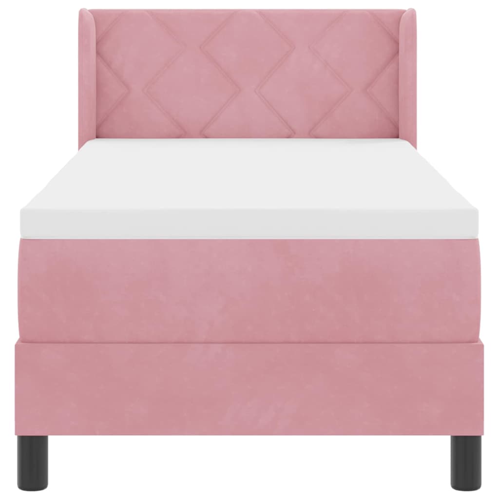 Boxspringbett mit Matratze Schwarz 100x200 cm Velvet Rosa
