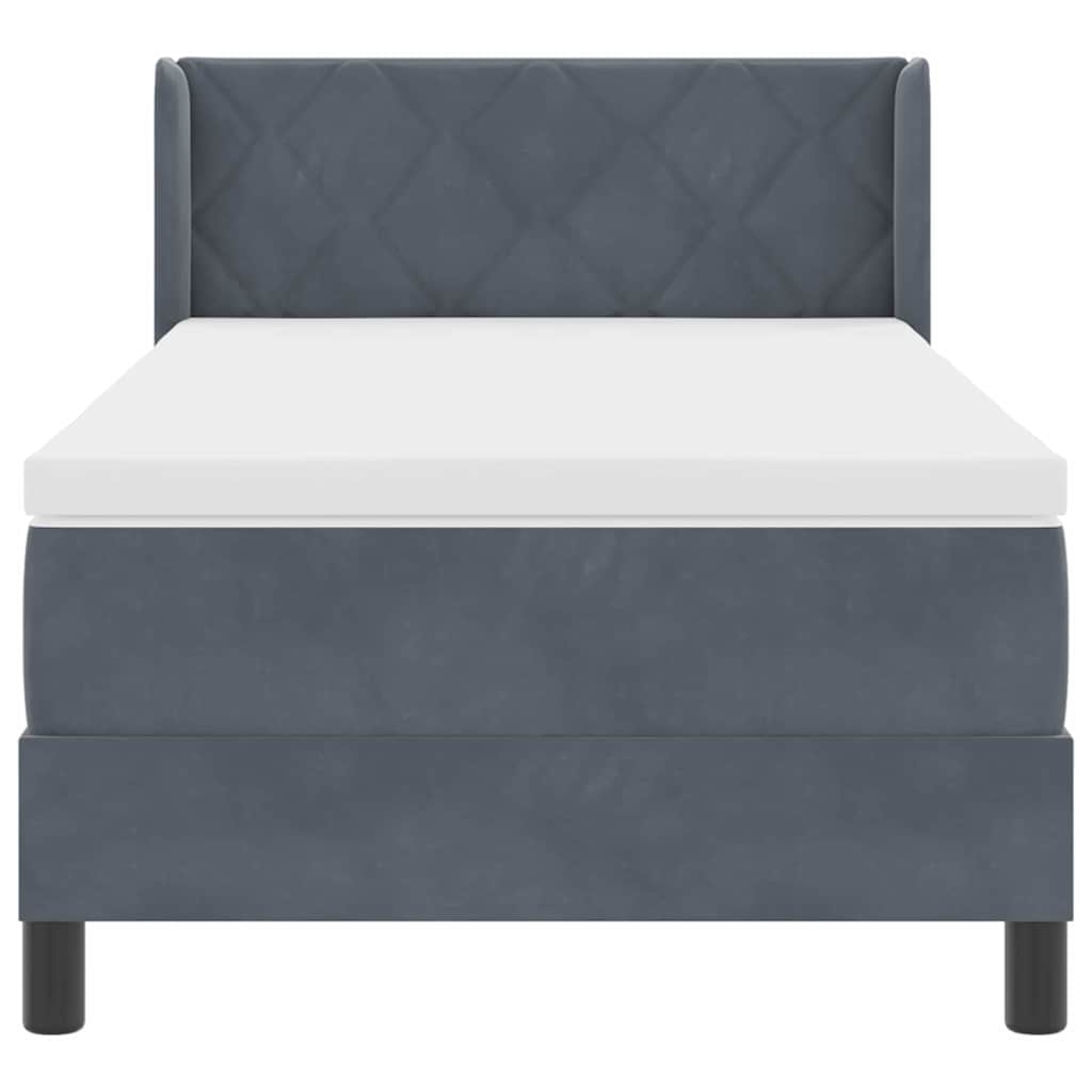 Boxspringbett mit Matratze Schwarz 100x200 cm Velvet Dunkelgrau