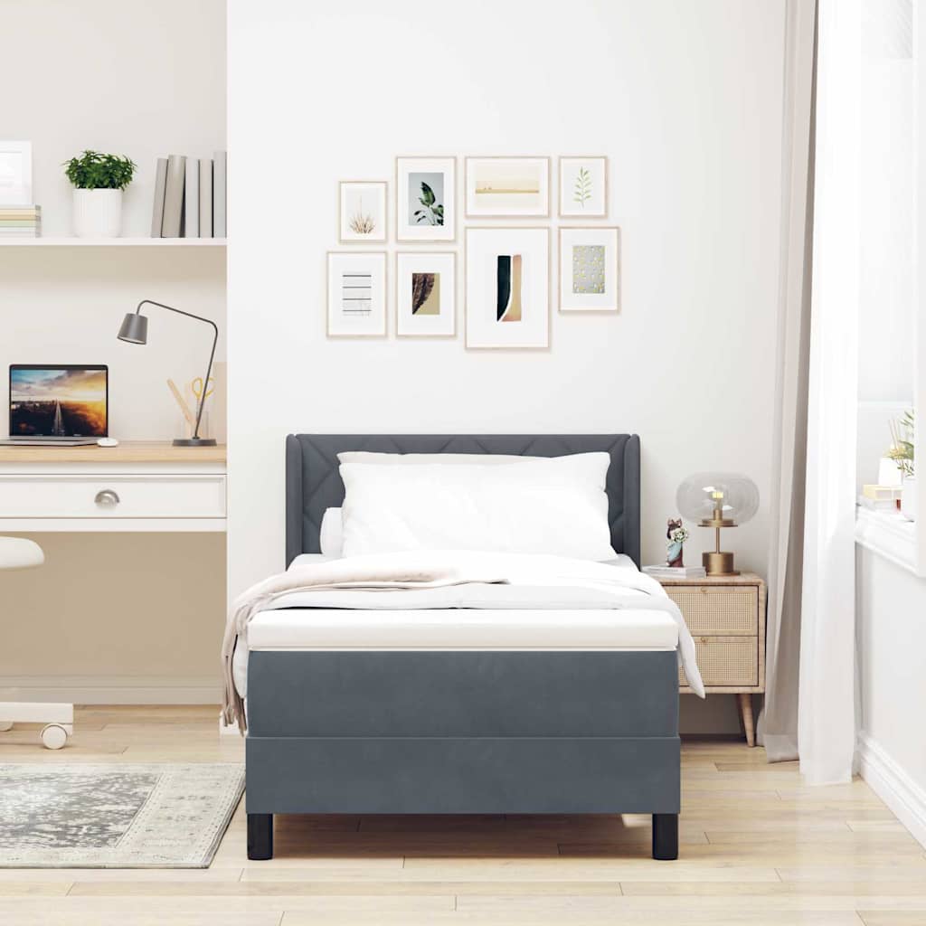 Boxspringbett mit Matratze Schwarz 100x200 cm Velvet Dunkelgrau