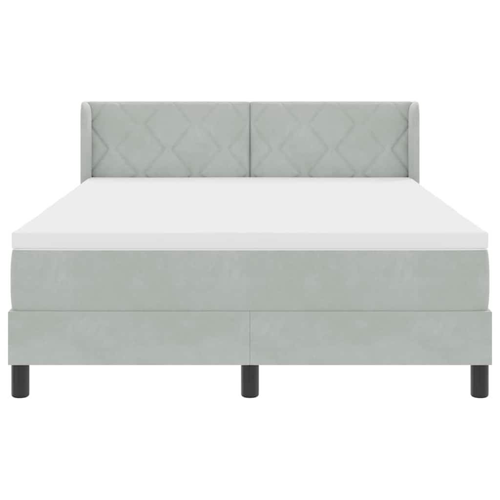 Boxspringbett mit Matratze Schwarz 100x200 cm Velvet Hellgrau
