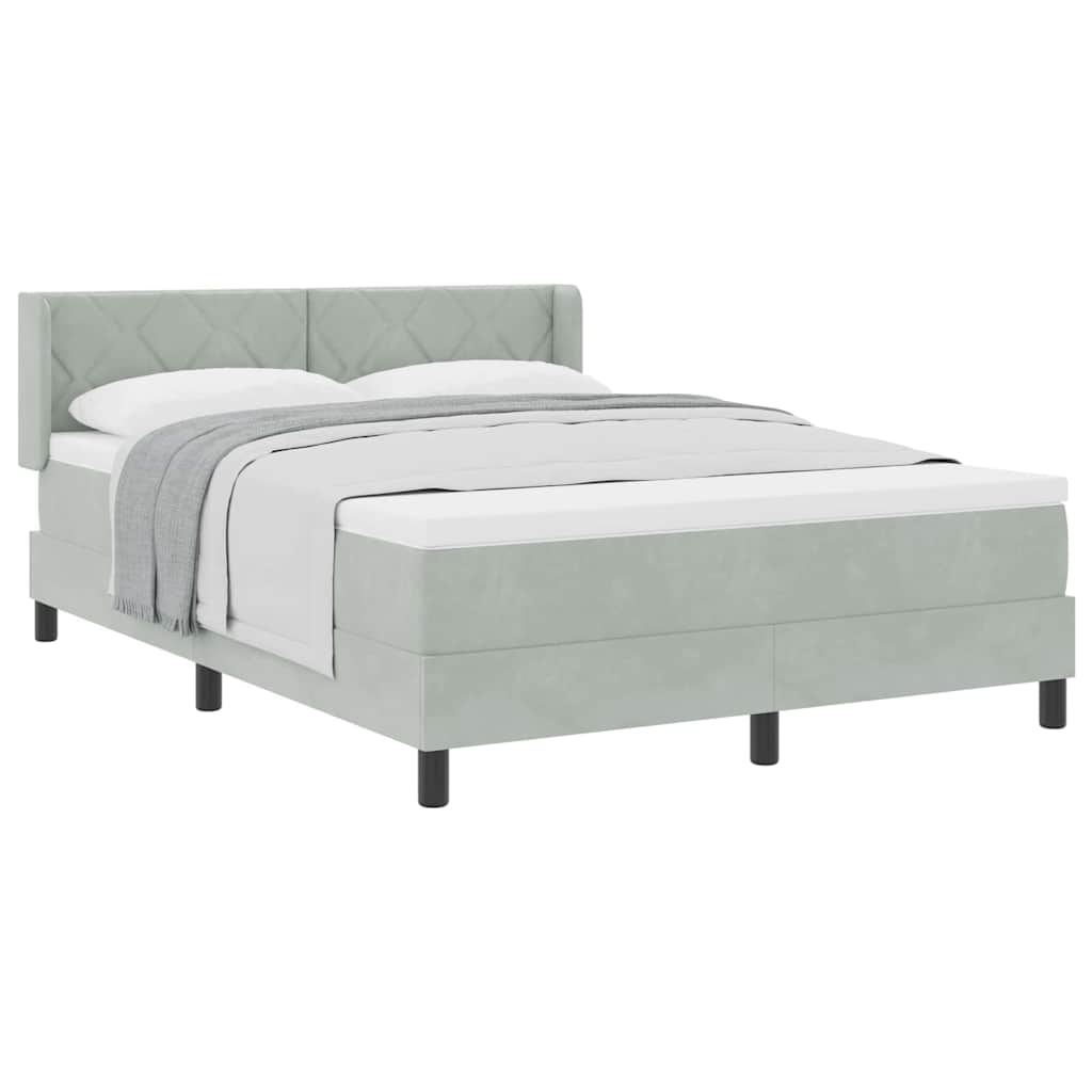 Boxspringbett mit Matratze Schwarz 100x200 cm Velvet Hellgrau