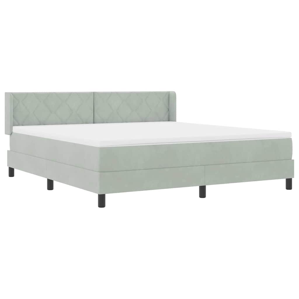 Boxspringbett mit Matratze Schwarz 100x200 cm Velvet Hellgrau