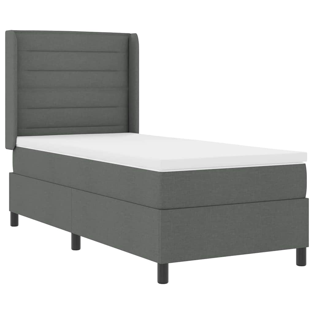 Boxspringbett mit Matratze Dunkelgrau 100 x 200 cm Stoff