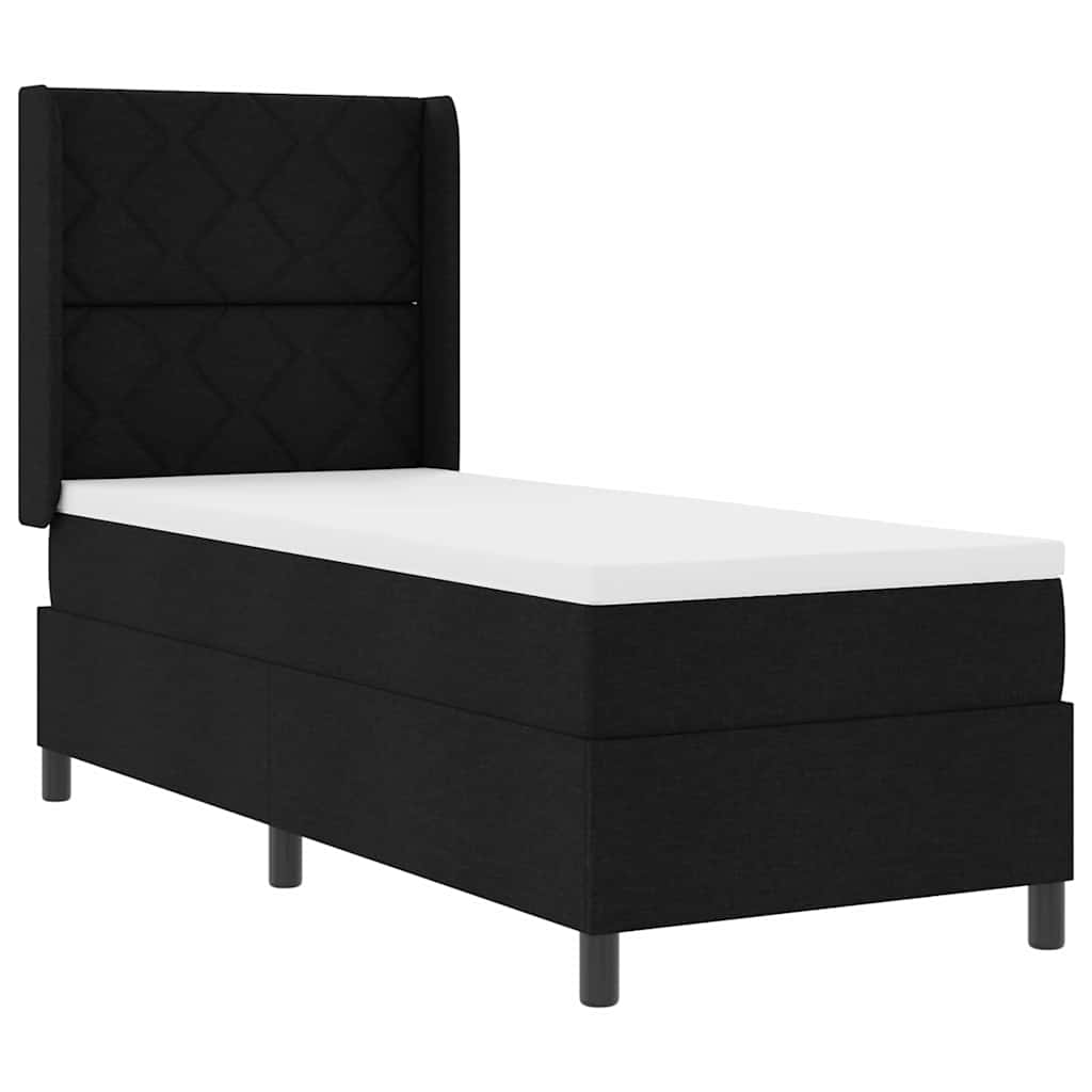 Boxspringbett mit Matratze Schwarz 90 x 190 cm Stoff