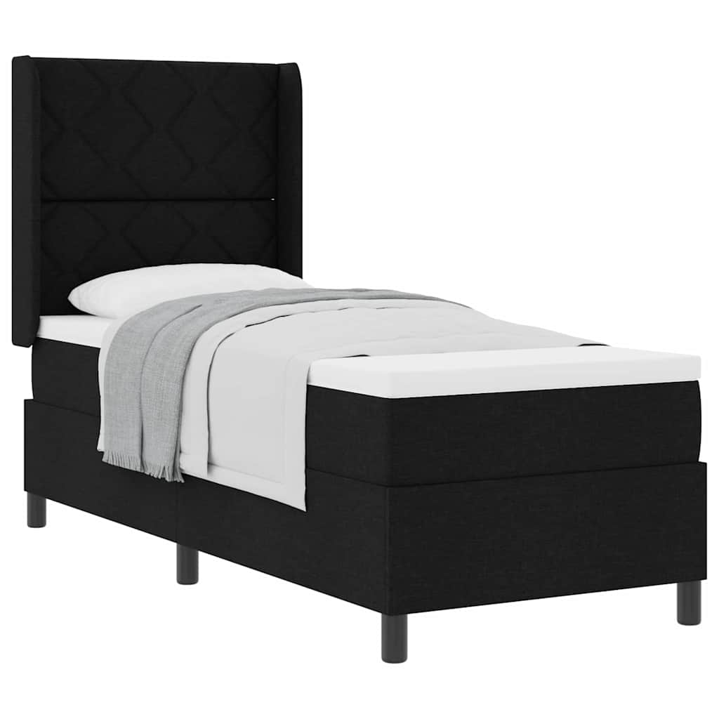 Boxspringbett mit Matratze Schwarz 90 x 190 cm Stoff