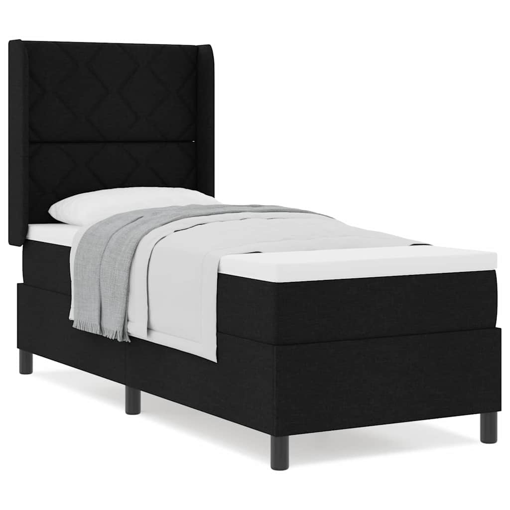 Boxspringbett mit Matratze Schwarz 90 x 190 cm Stoff