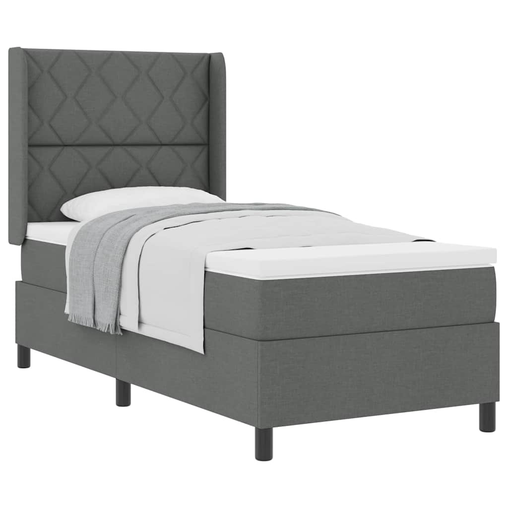 Boxspringbett mit Matratze Dunkelgrau 100 x 200 cm Stoff