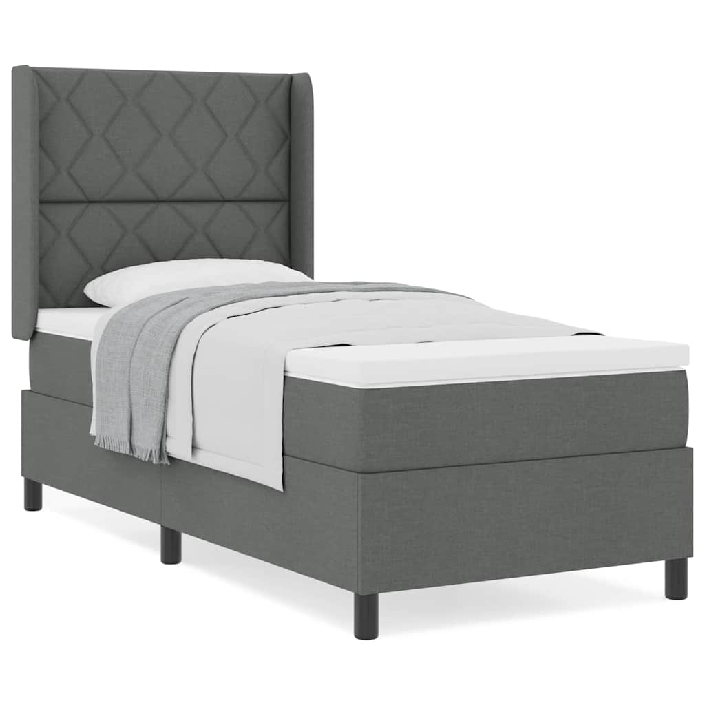 Boxspringbett mit Matratze Dunkelgrau 100 x 200 cm Stoff