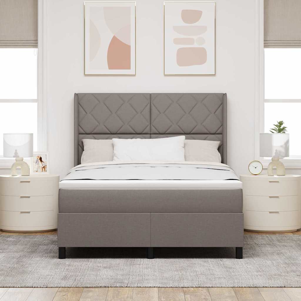 Boxspringbett mit Matratze Taupe 140 x 200 cm Stoff