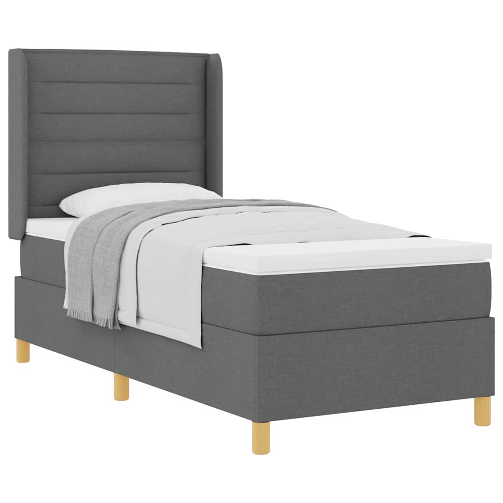 Boxspringbett mit Matratze Dunkelgrau 100 x 200 cm Stoff