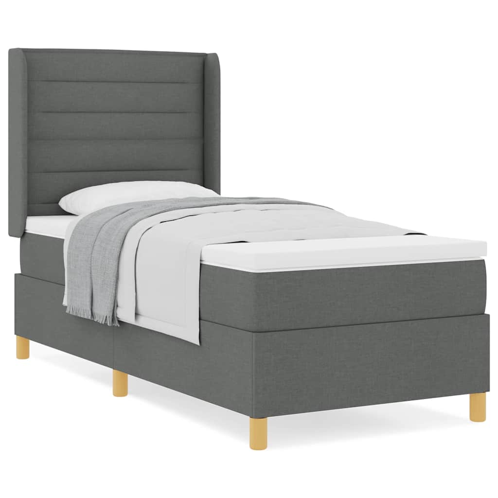 Boxspringbett mit Matratze Dunkelgrau 100 x 200 cm Stoff