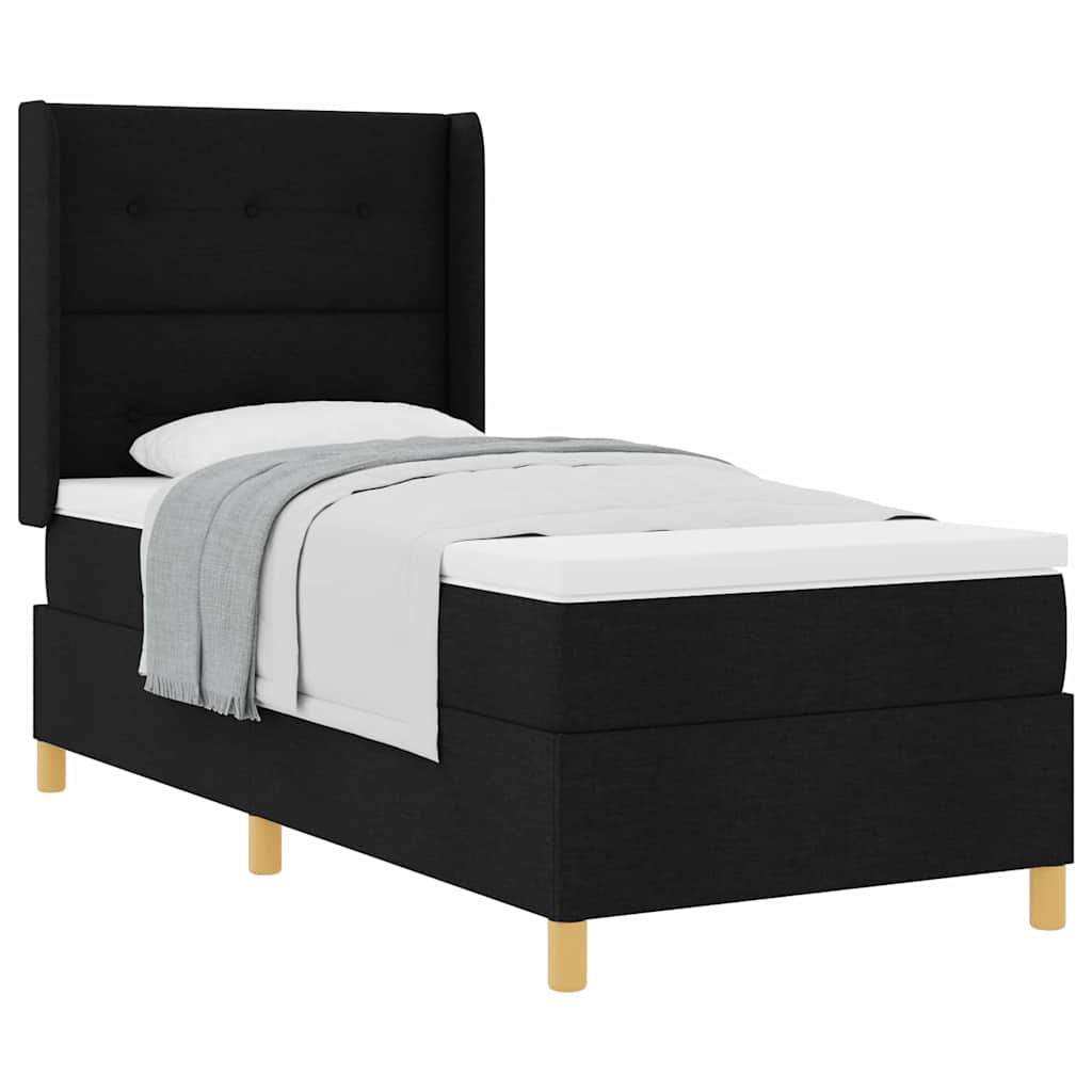 Boxspringbett mit Matratze Schwarz 90 x 190 cm Stoff