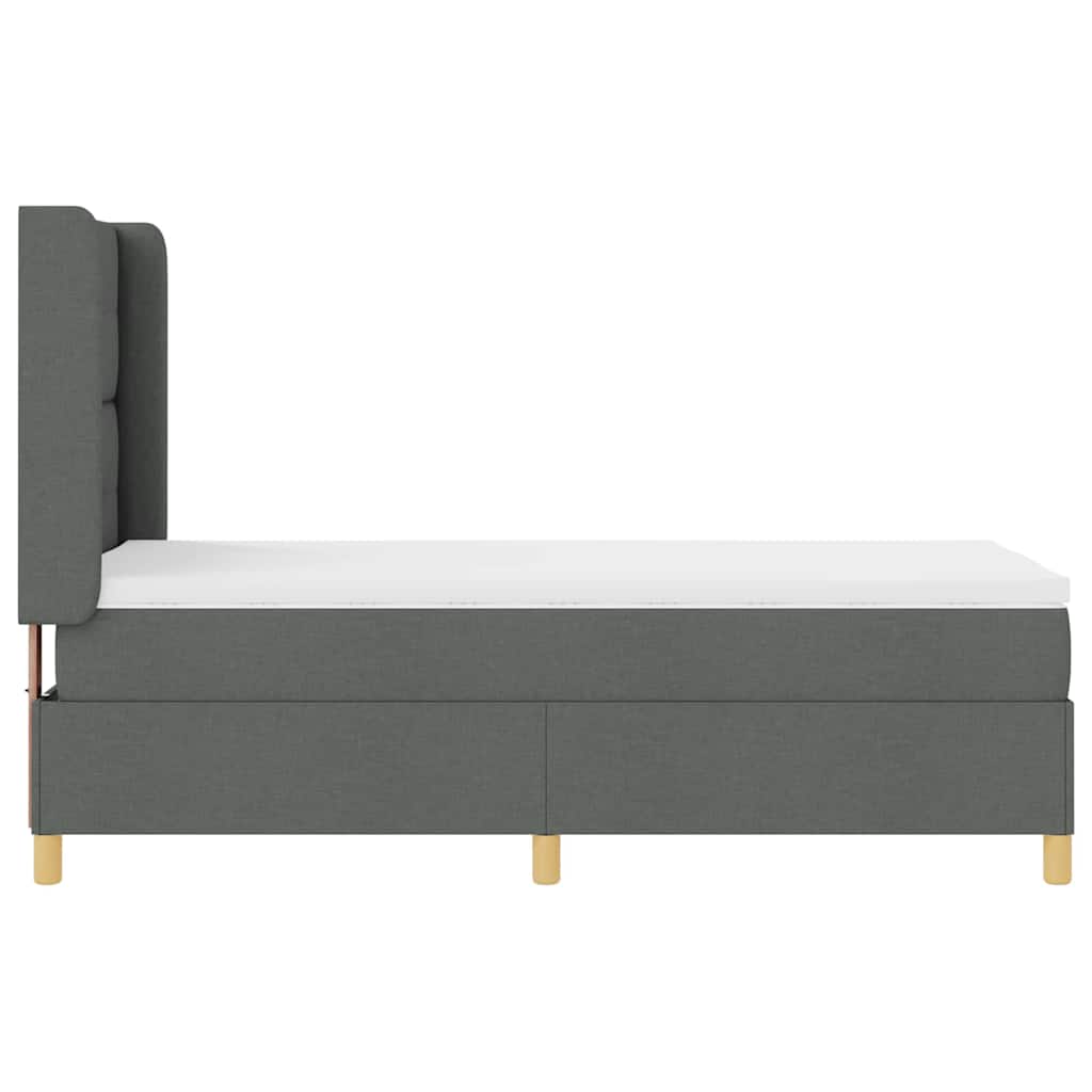 Boxspringbett mit Matratze Dunkelgrau 100 x 200 cm Stoff
