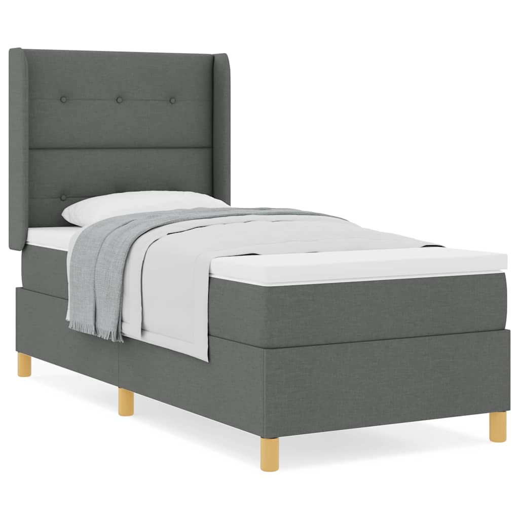 Boxspringbett mit Matratze Dunkelgrau 100 x 200 cm Stoff