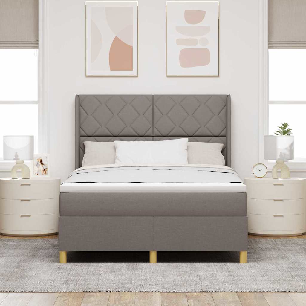 Boxspringbett mit Matratze Taupe 140 x 190 cm Stoff