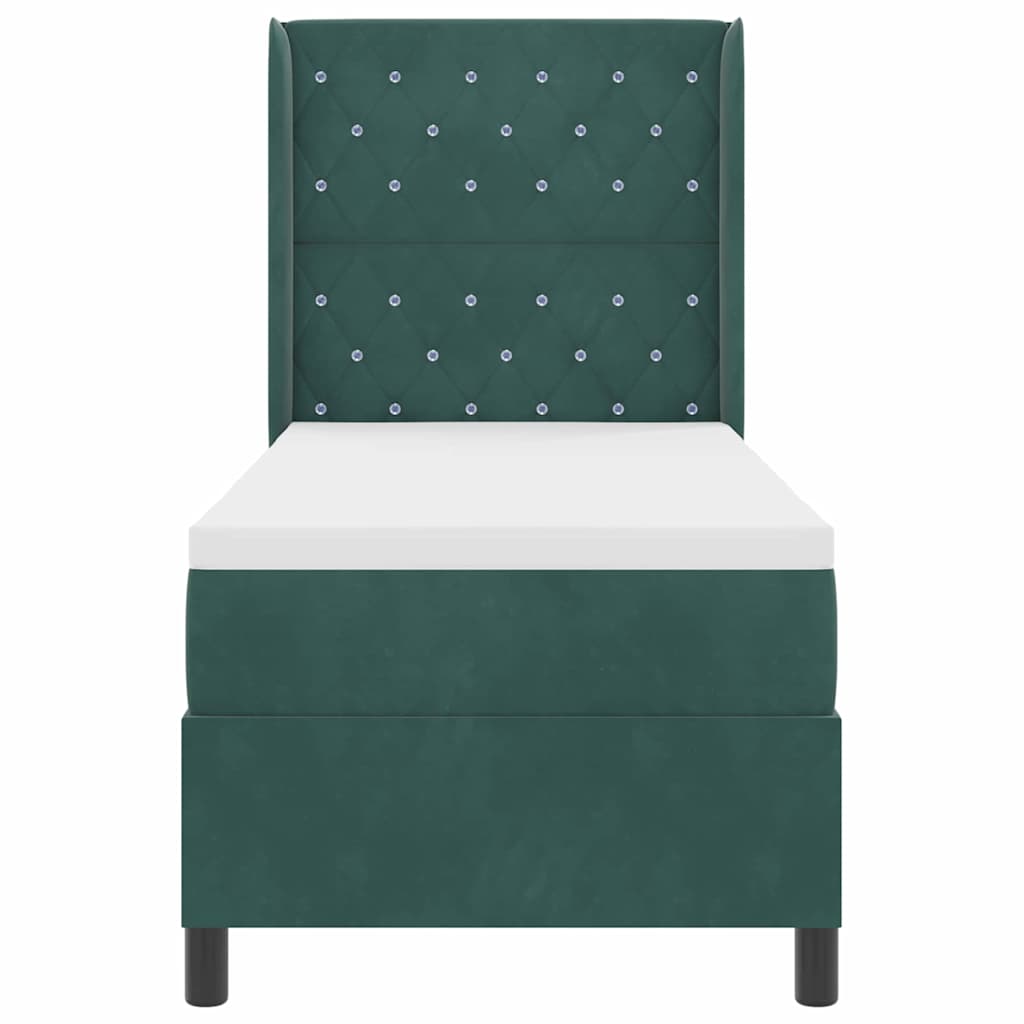 Boxspringbett mit Kopfteil Dunkelgrün 80 x 200 cm Samt