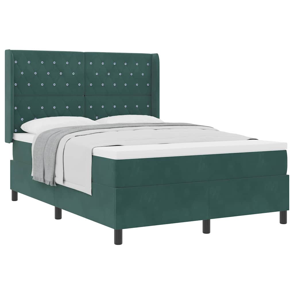 Boxspringbett mit Kopfteil Dunkelgrün 140 x 200 cm Samt