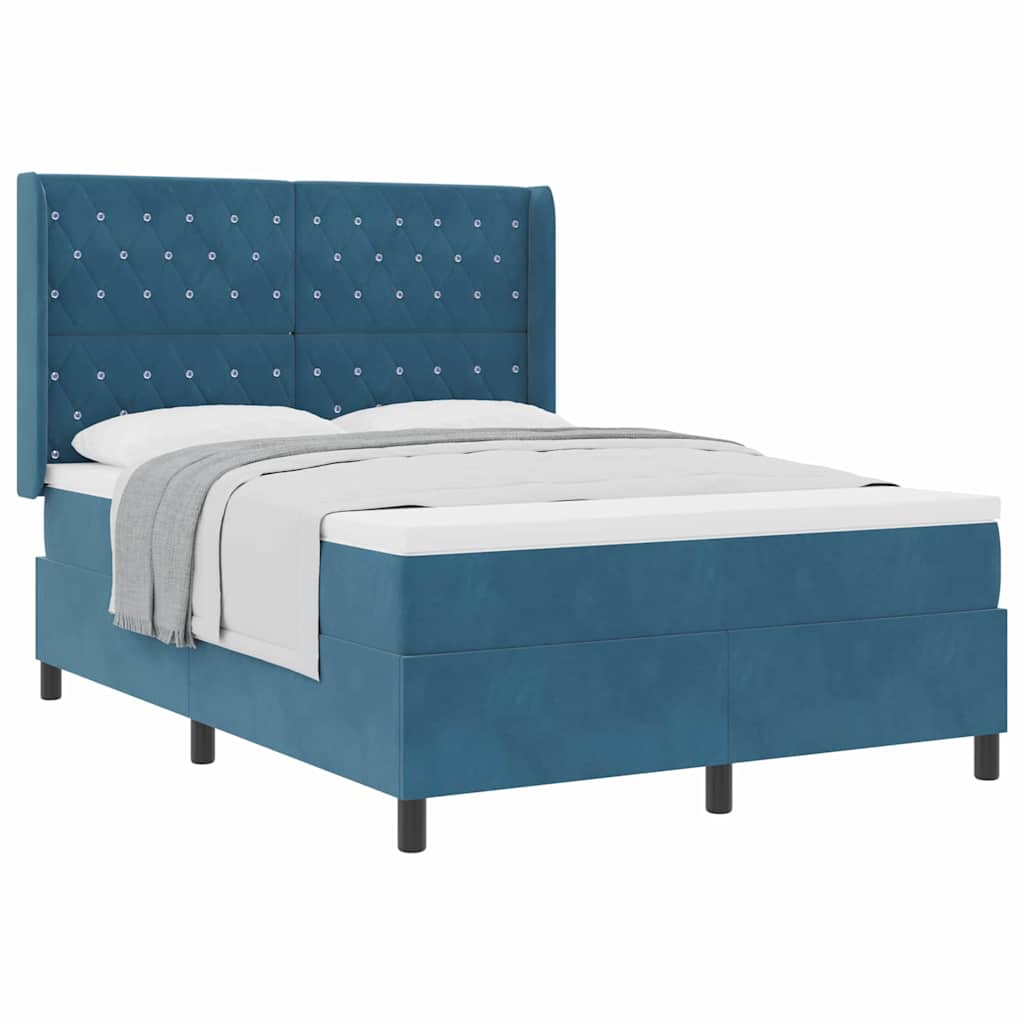 Boxspringbett mit Kopfteil Blau 160 x 200 cm Samt