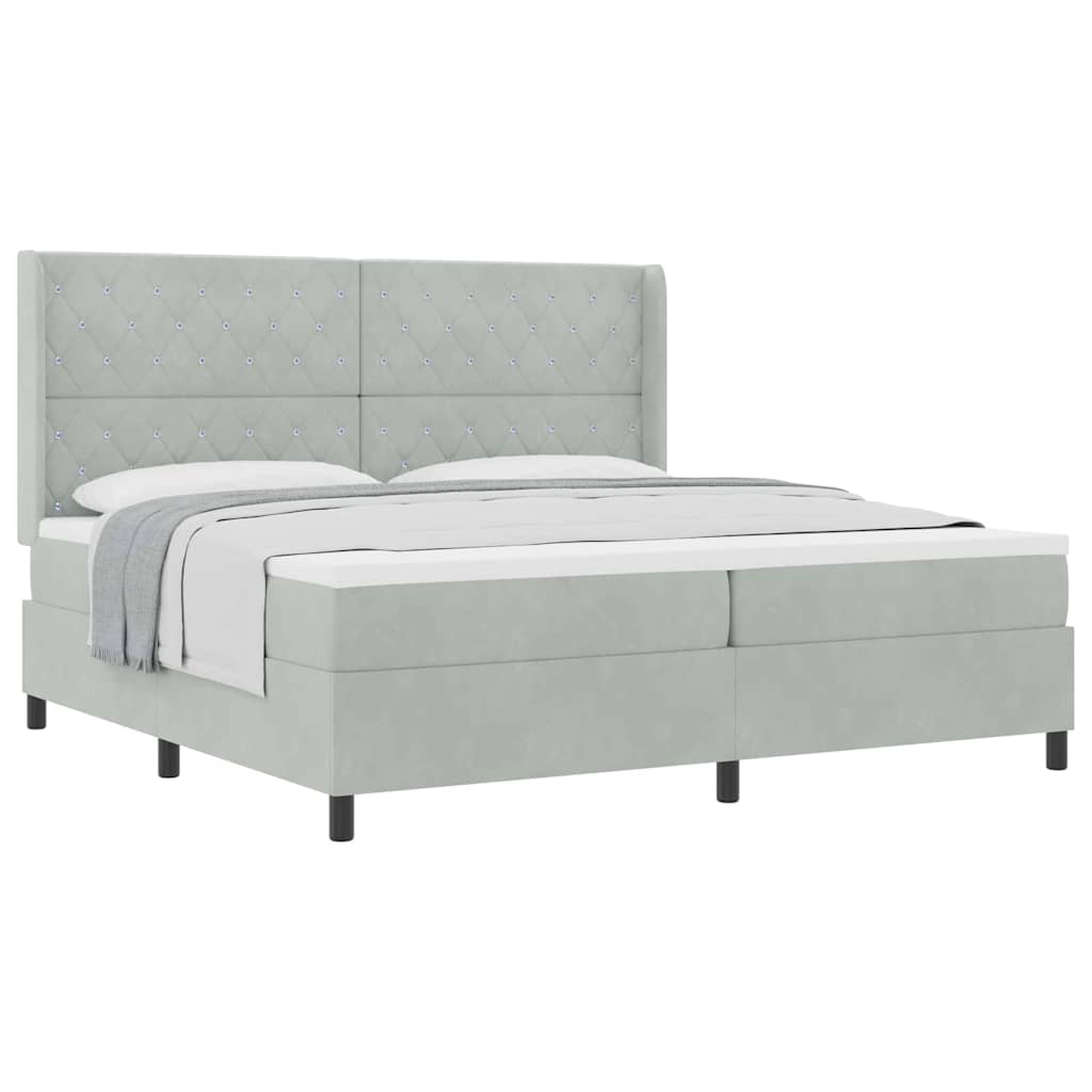 Boxspringbett mit Kopfteil Hellgrau 200 x 200 cm Samt