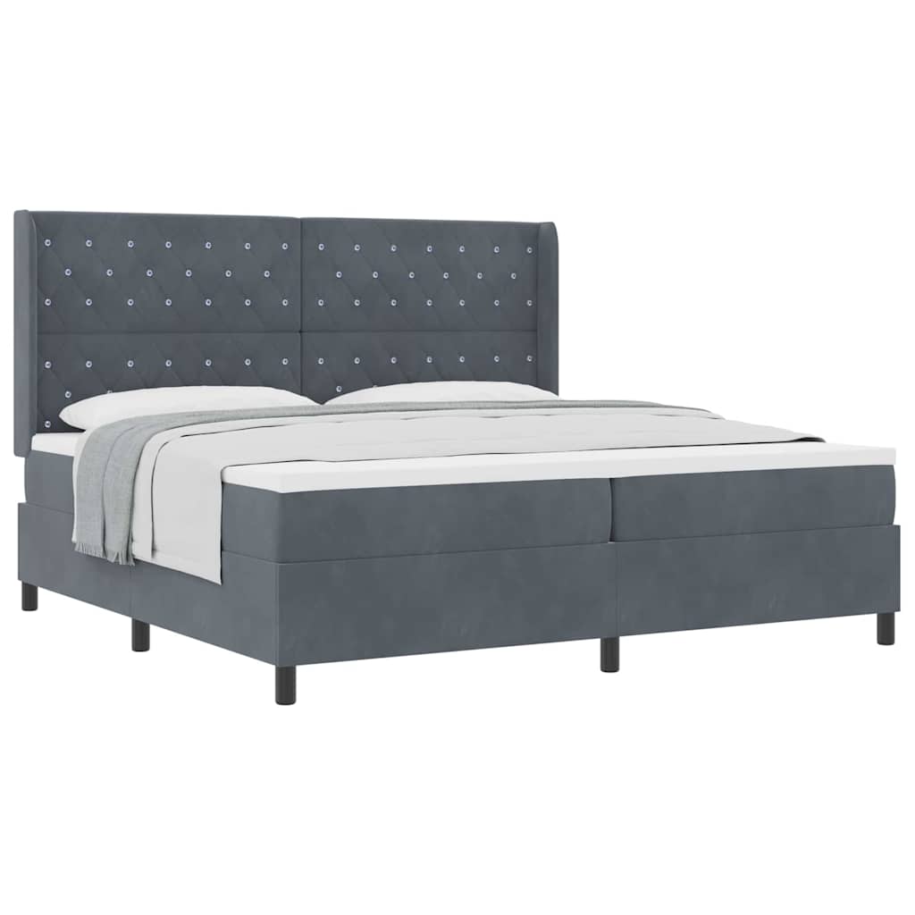 Boxspringbett mit Kopfteil Dunkelgrau 200 x 200 cm Samt
