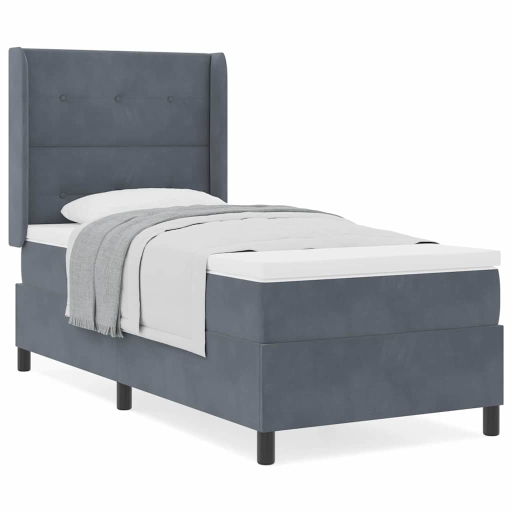 Boxspringbett mit Kopfteil Dunkelgrau 100 x 200 cm Samt
