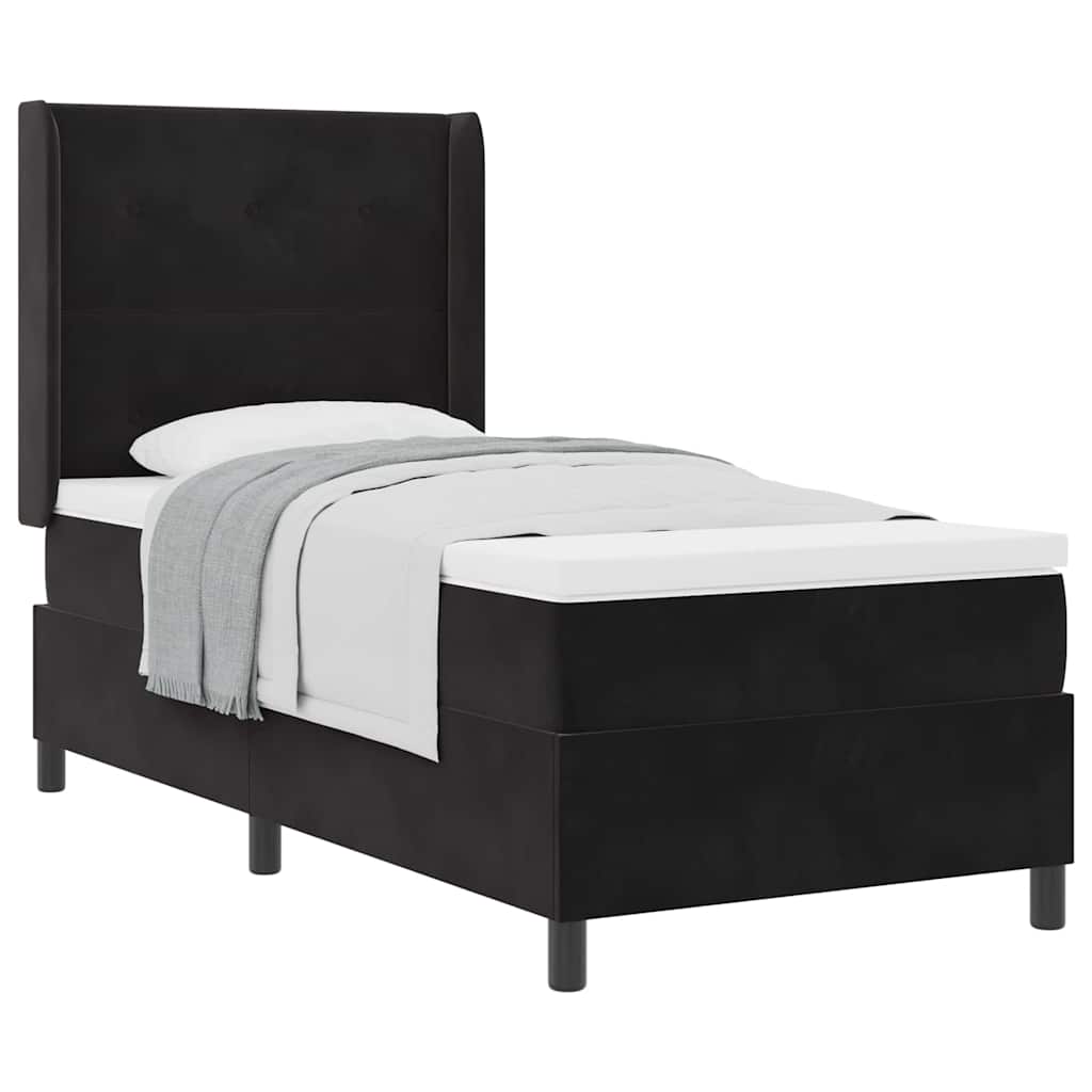 Boxspringbett mit Kopfteil Schwarz 100 x 200 cm Samt