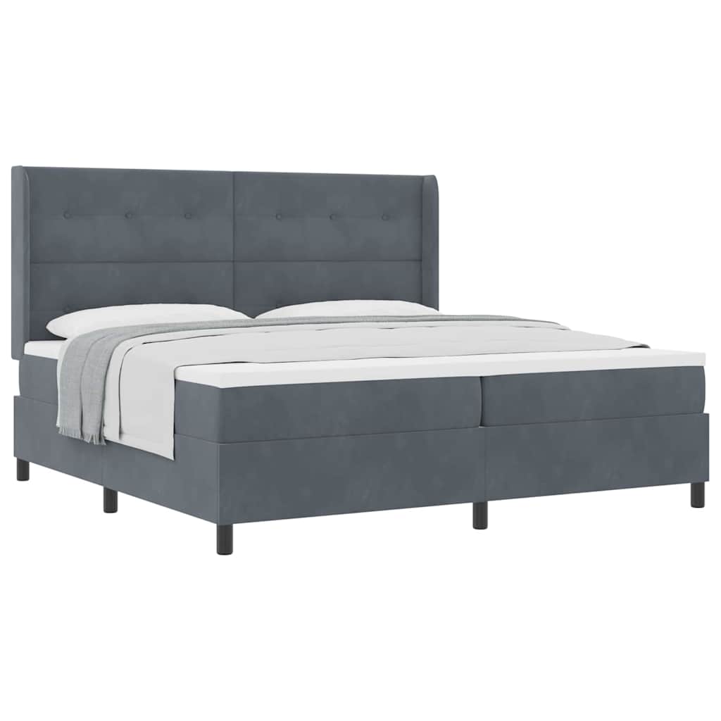 Boxspringbett mit Kopfteil Dunkelgrau 200 x 200 cm Samt
