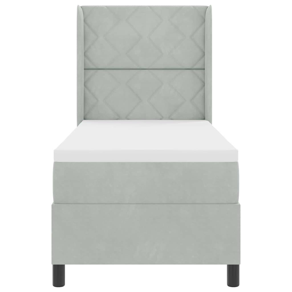 Boxspringbett mit Kopfteil Hellgrau 80 x 200 cm Samt