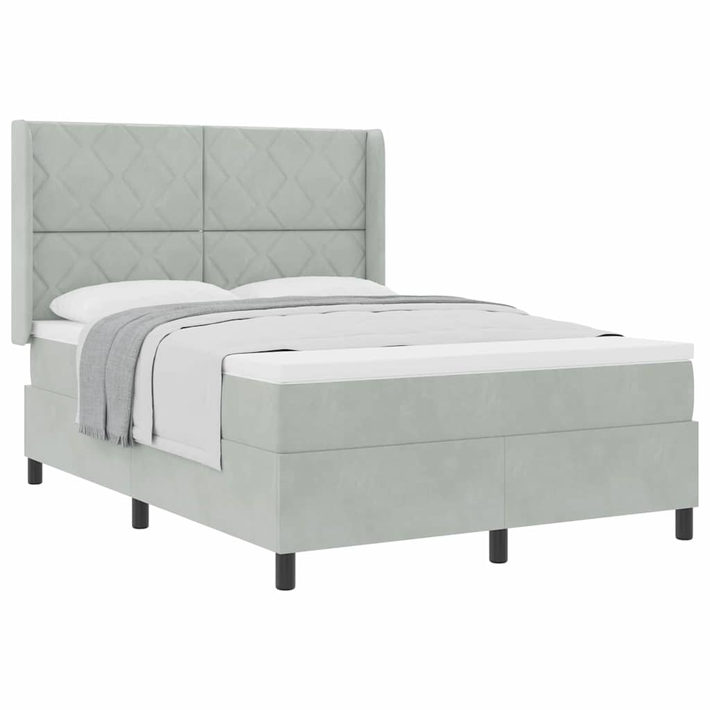 Boxspringbett mit Kopfteil Hellgrau 140 x 200 cm Samt