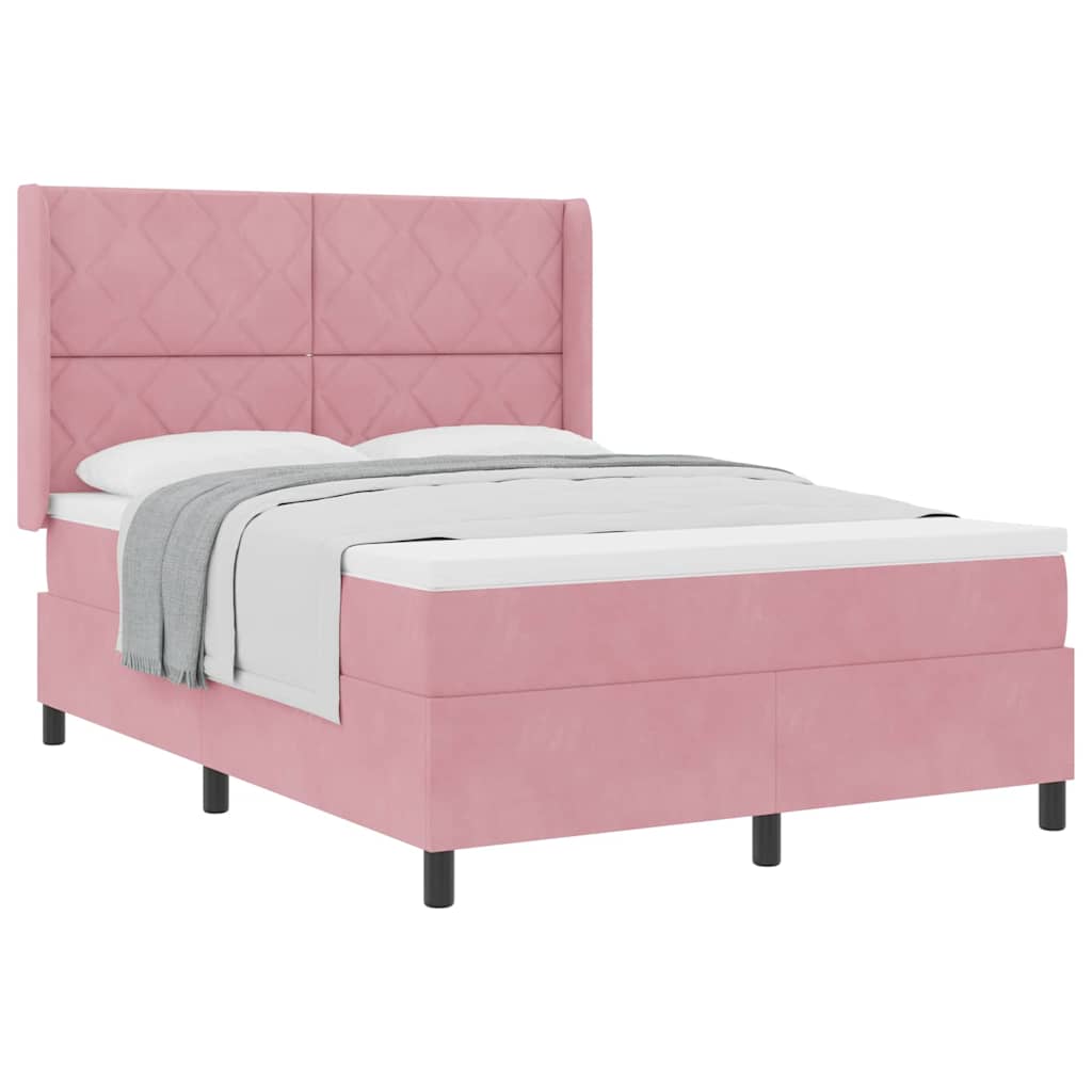 Boxspringbett mit Kopfteil Rosa 160 x 200 cm Samt