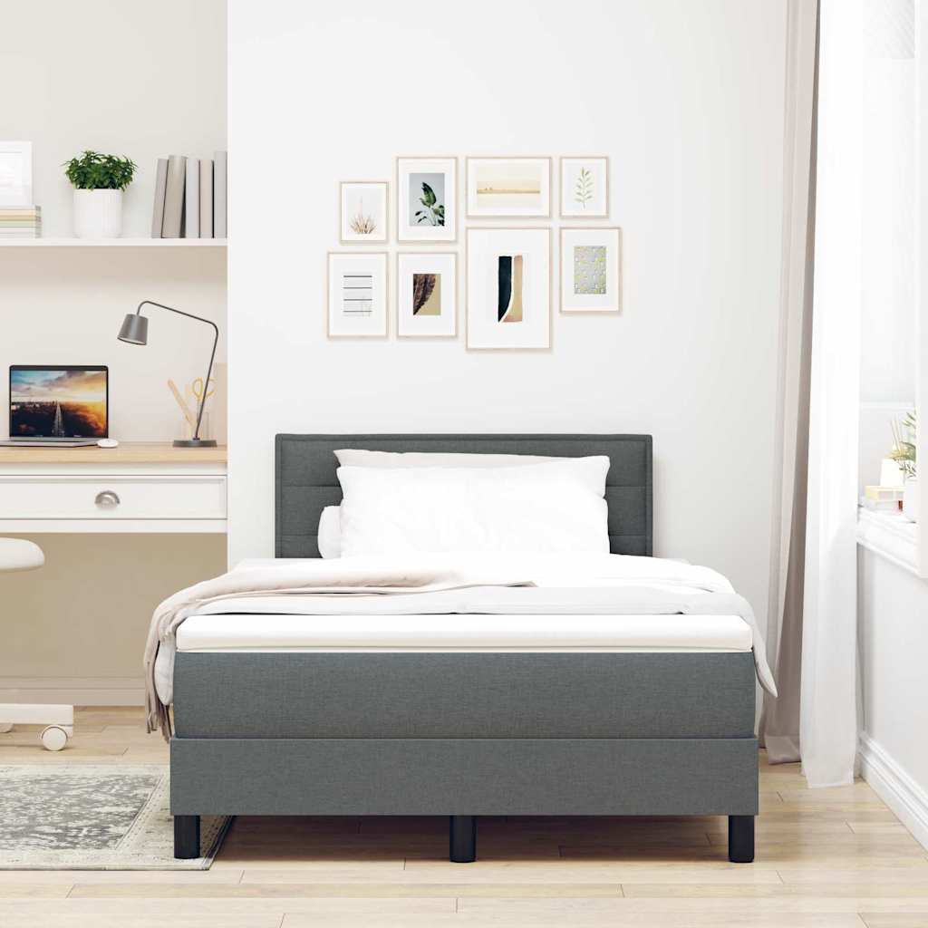 Boxspringbett mit Matratze Dunkelgrau 120 x 200 cm Stoff