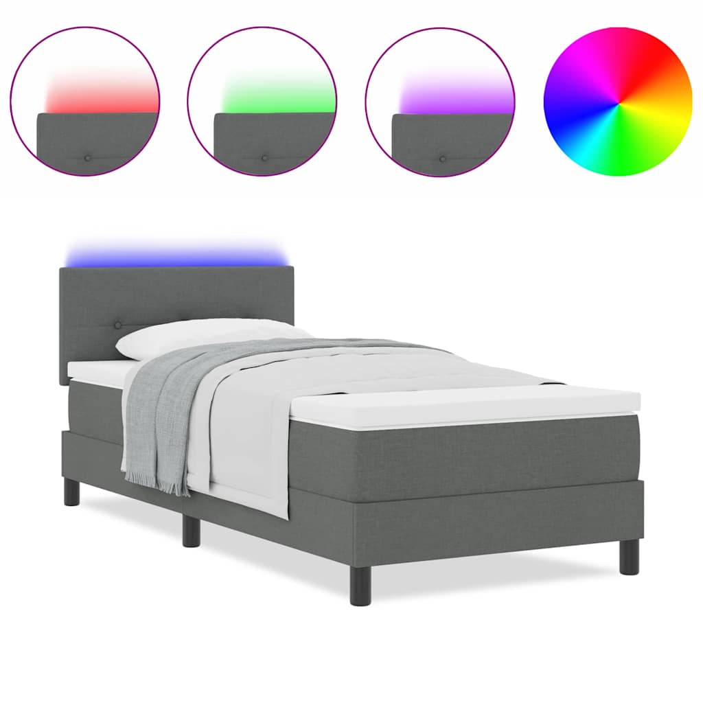 Boxspringbett mit Matratze Dunkelgrau 100 x 200 cm Stoff