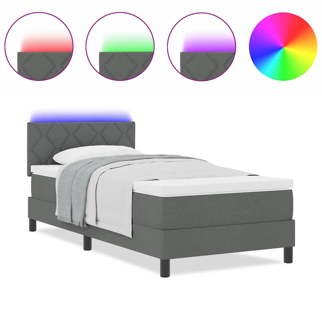 Boxspringbett mit Matratze Dunkelgrau 100 x 200 cm Stoff