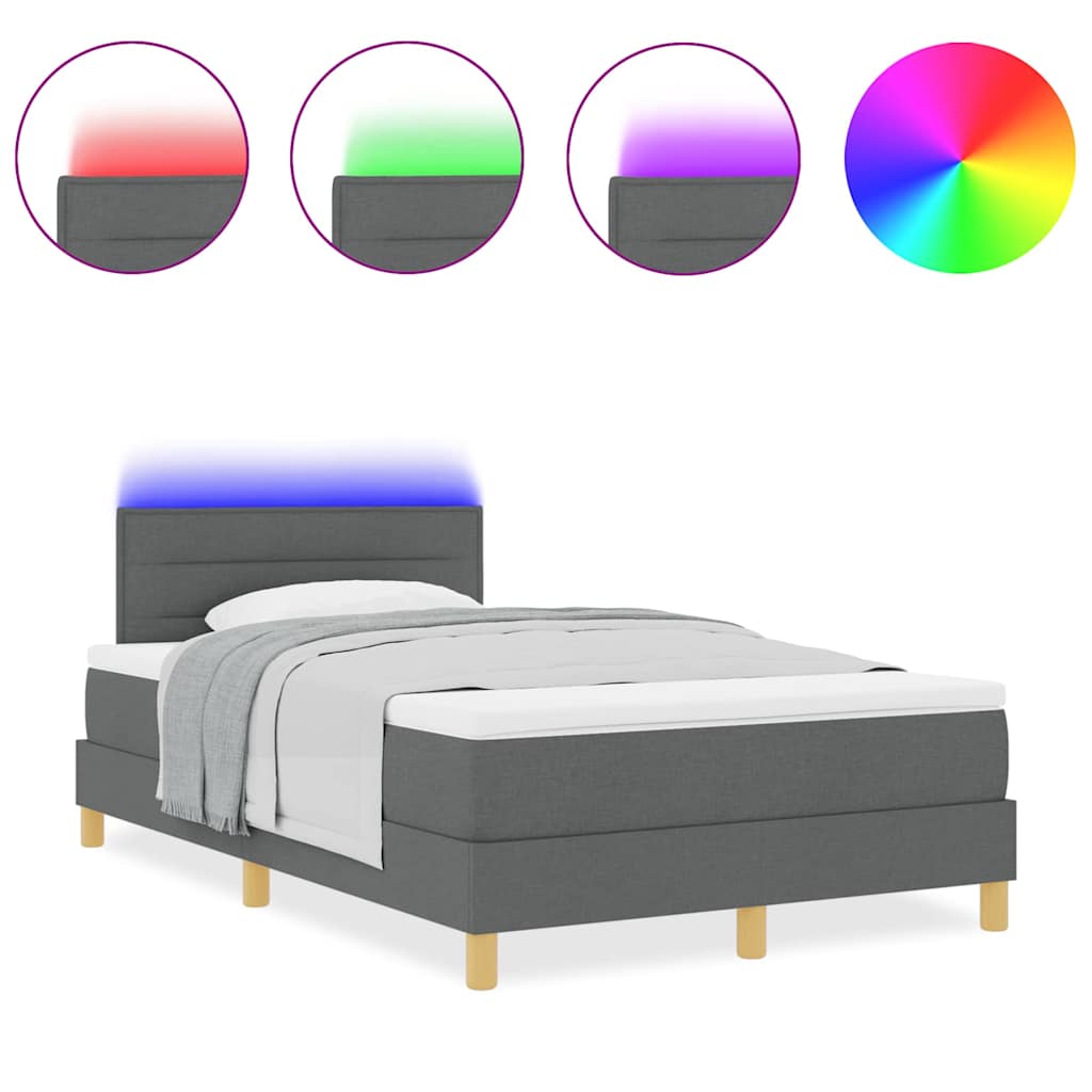Boxspringbett mit Matratze Dunkelgrau 120 x 200 cm Stoff