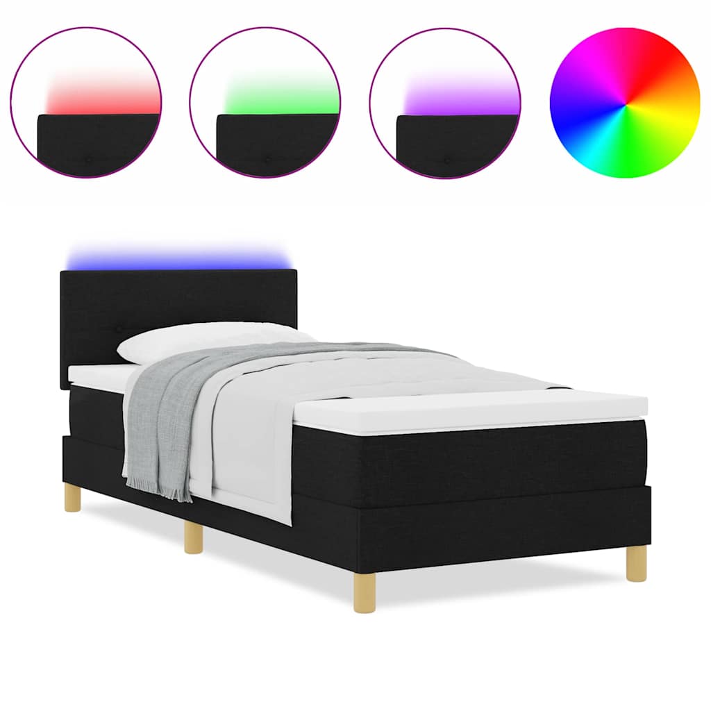 Boxspringbett mit Matratze Schwarz 90 x 190 cm Stoff