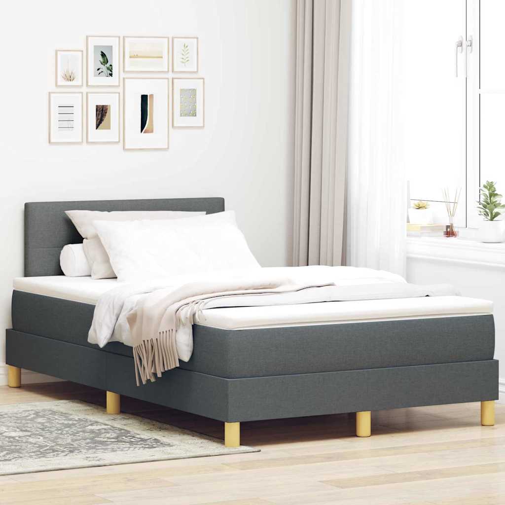 Boxspringbett mit Matratze Dunkelgrau 120 x 200 cm Stoff