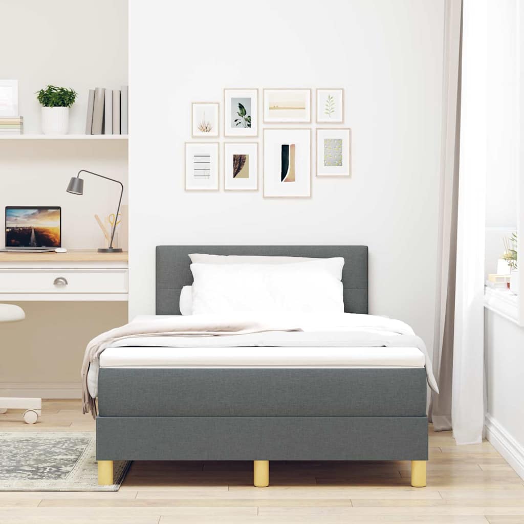 Boxspringbett mit Matratze Dunkelgrau 120 x 200 cm Stoff