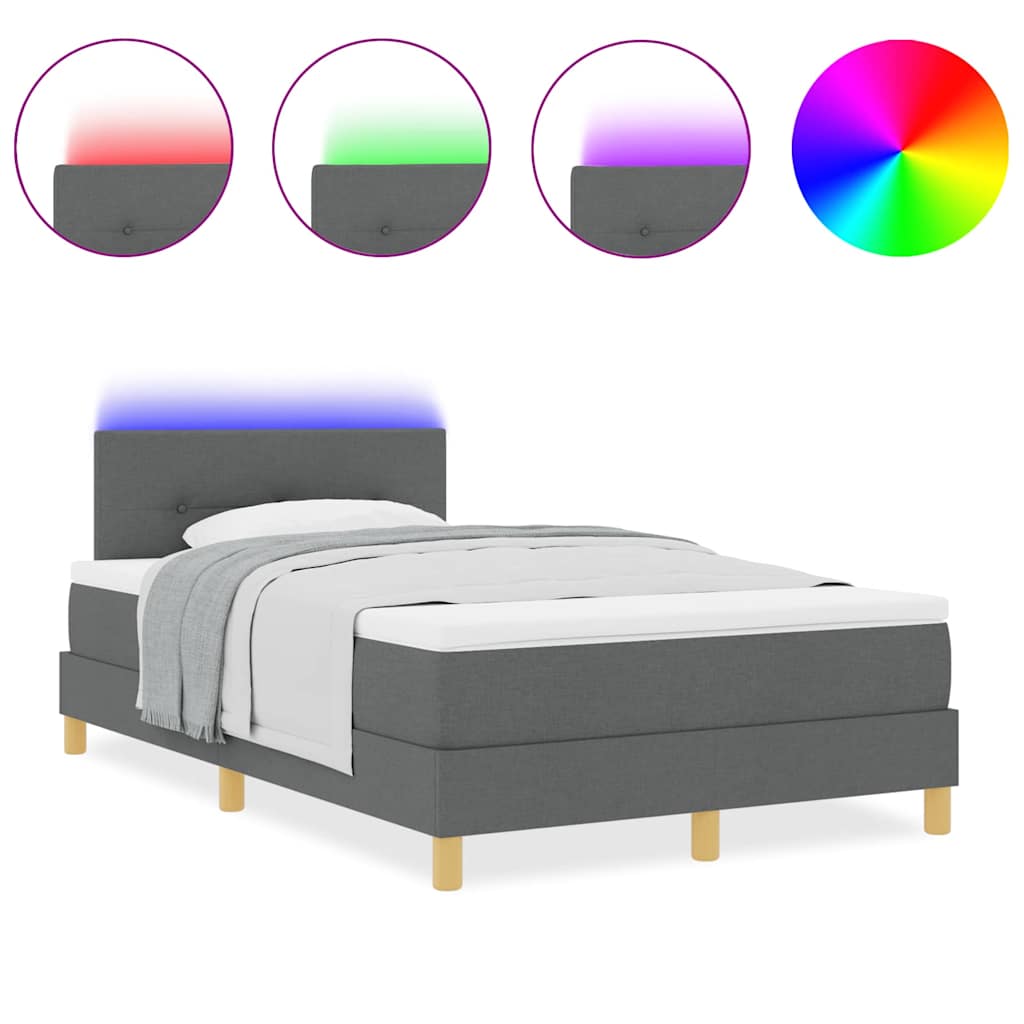 Boxspringbett mit Matratze Dunkelgrau 120 x 200 cm Stoff