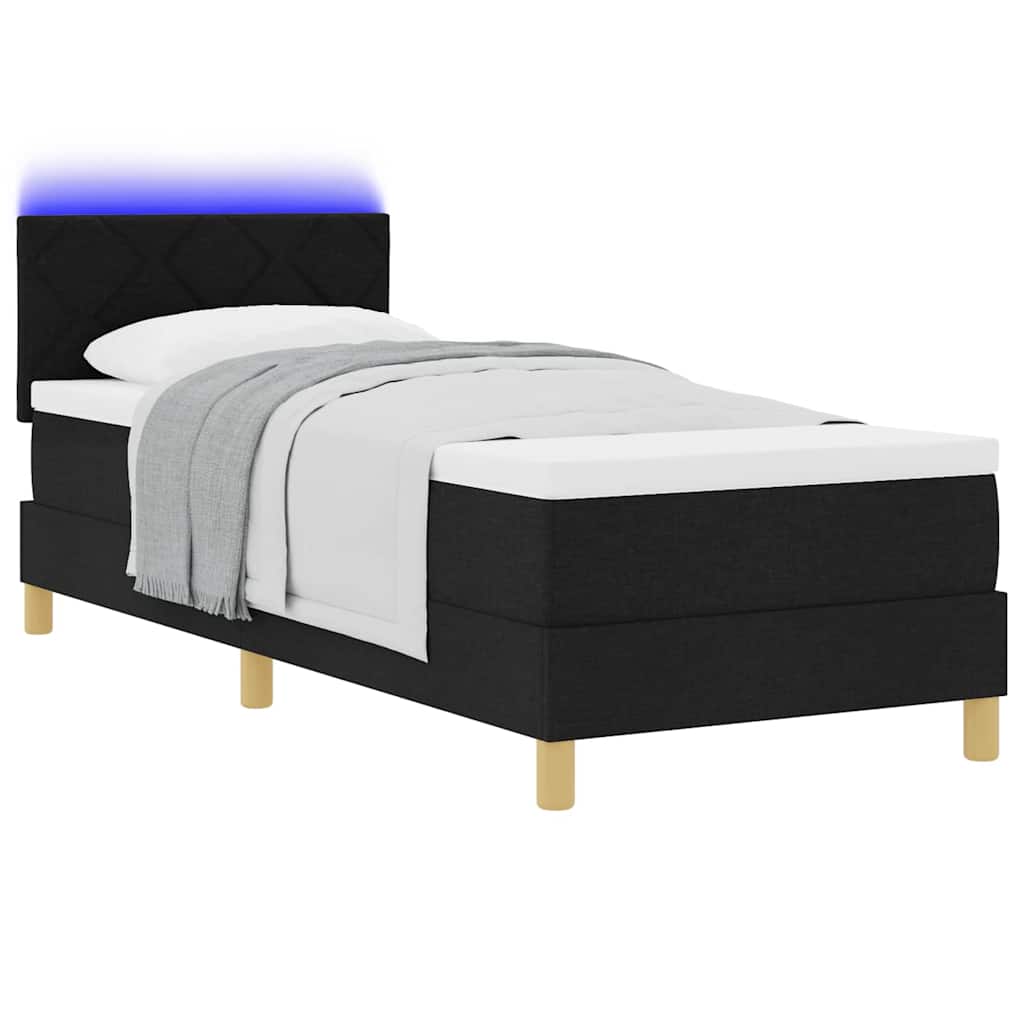 Boxspringbett mit Matratze Schwarz 80 x 200 cm Stoff