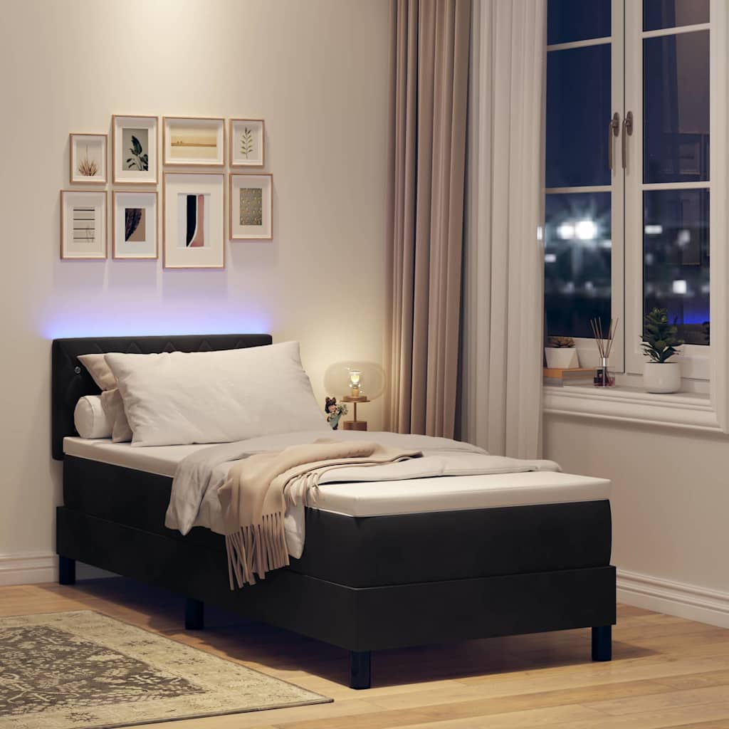 Boxspringbett mit Matratze Schwarz 80 x 200 cm Samt